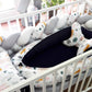 Ensemble de literie premium pour lit de bébé 5 pièces Animaux bleu marine