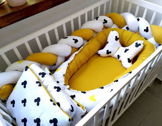 Ensemble de literie Premium pour lit de bébé 6 pièces Mouse