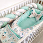 Ensemble de literie Premium pour lit de bébé 6 pièces Animaux turquoise