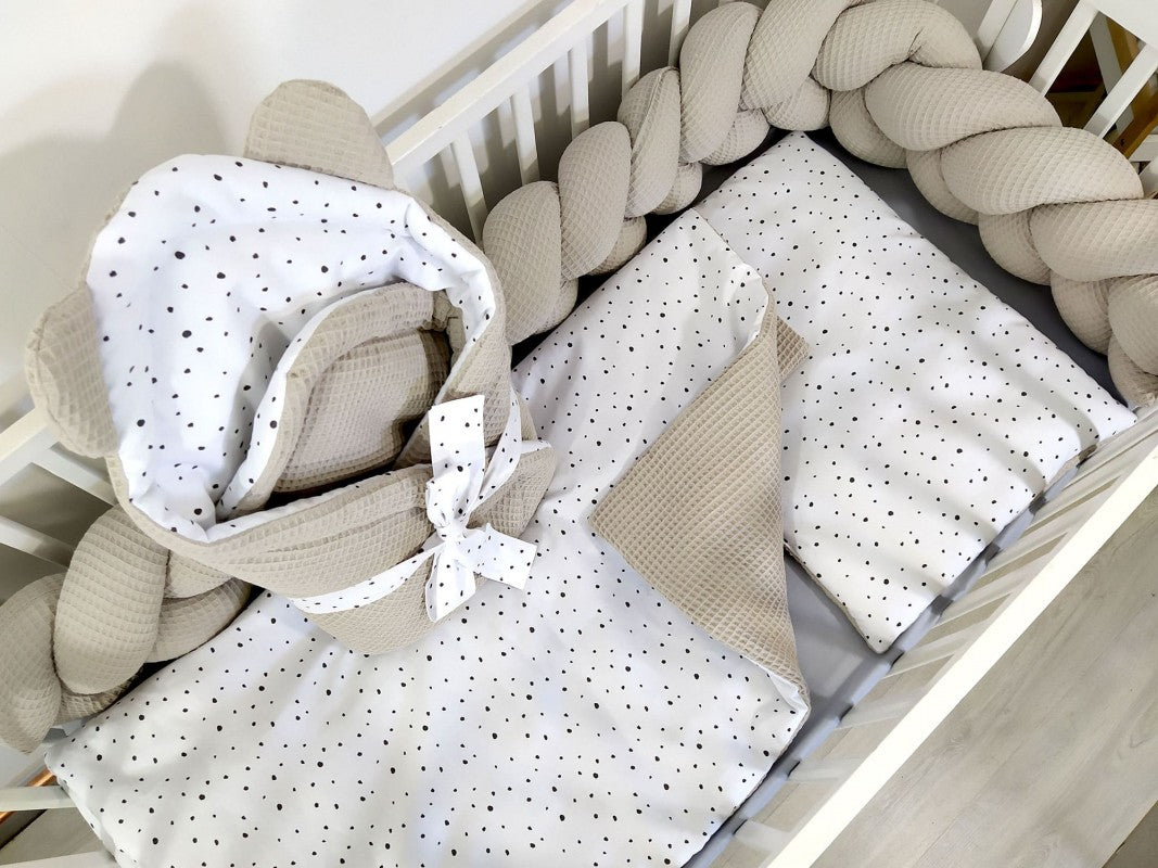 Ensemble de literie Premium pour lit de bébé 6 pièces Confettis beige